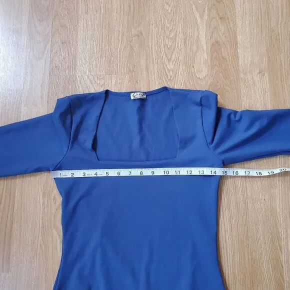 🔆 FREE PEOPLE 🔆 'Truth or Square' Long Sleeve Bodysuit - [Small in Blue] - Picture 13 of 16